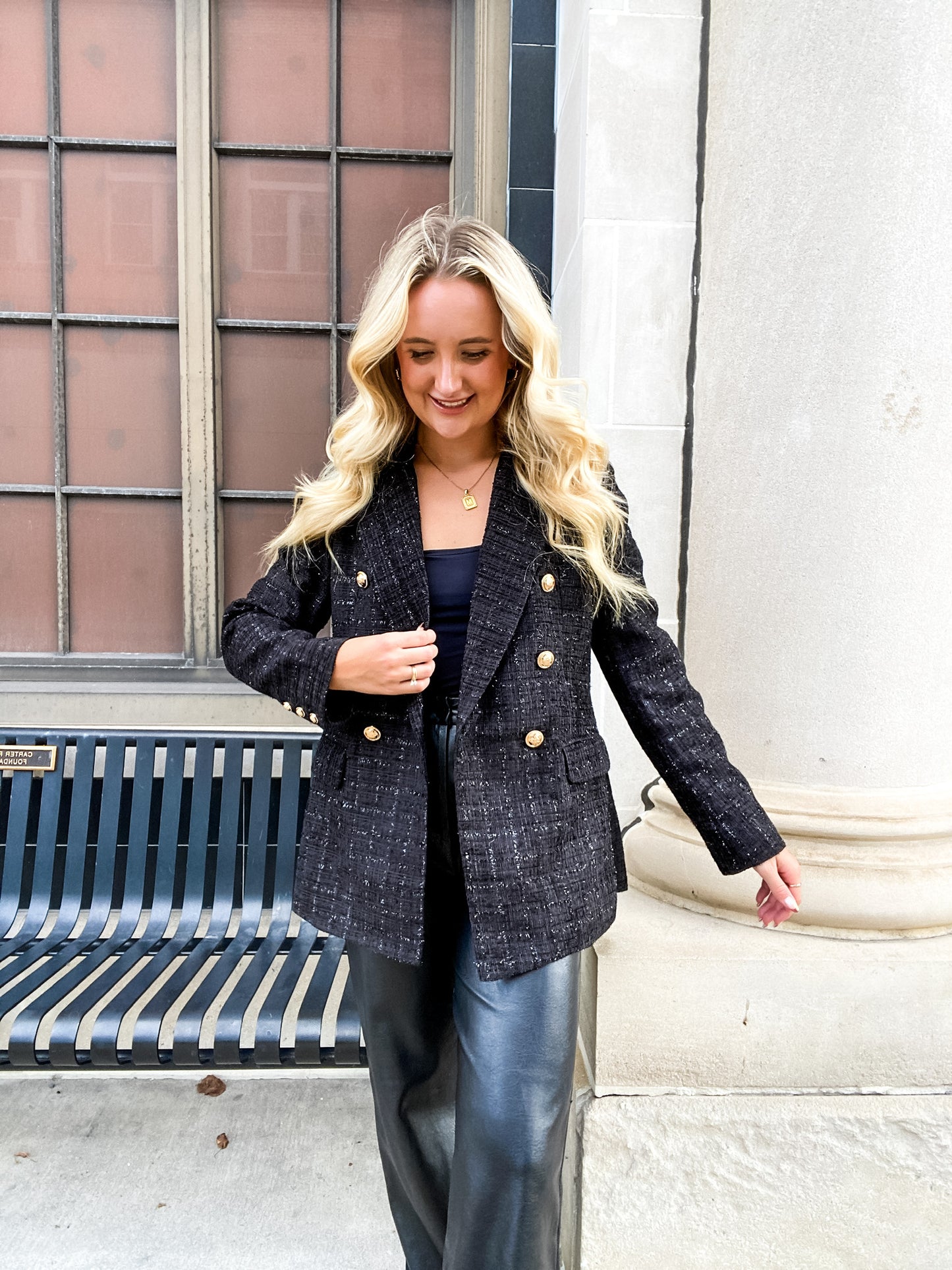 BuddyLove Tucker Tweed Blazer in Black Ice