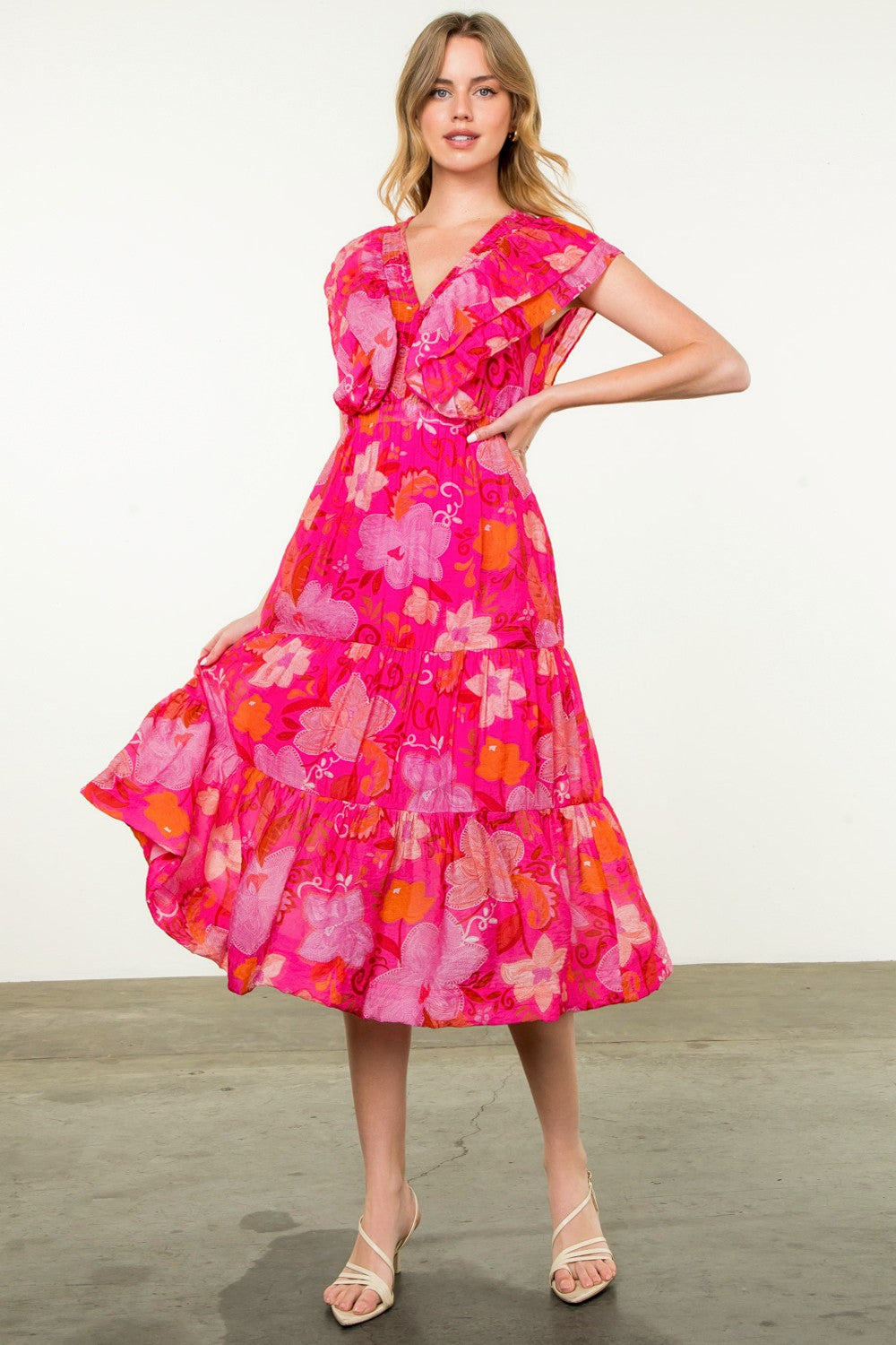 Franny Flutter Sleeve Floral Dress