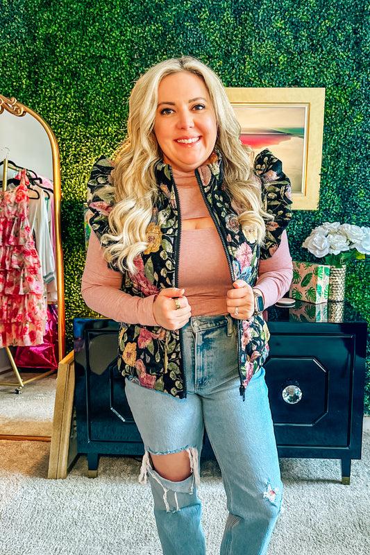 Rosewood Tapestry Puffer Vest