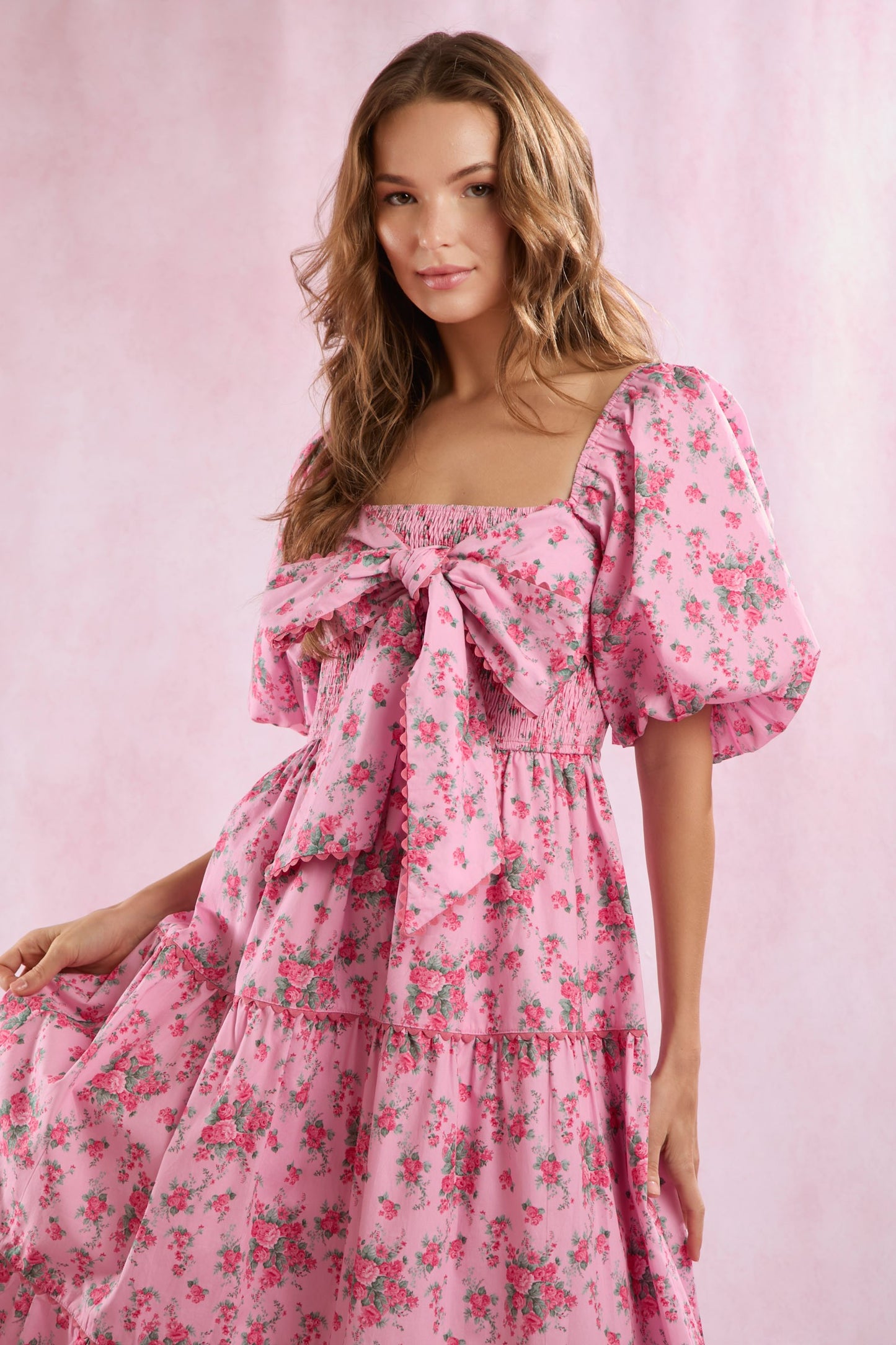 Bows & Bloom Puff Sleeve Dress