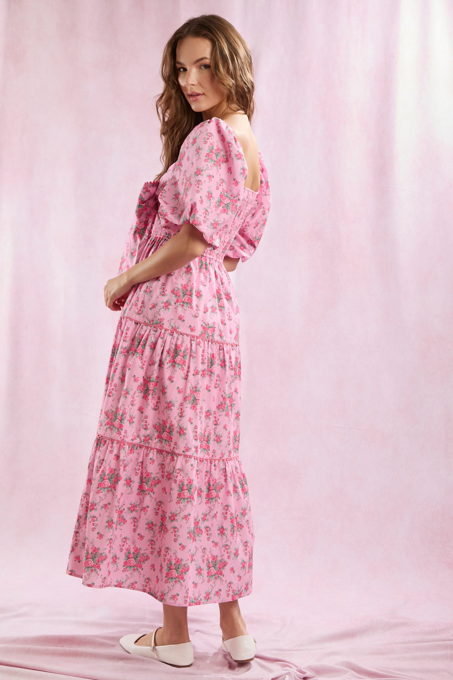 Bows & Bloom Puff Sleeve Dress