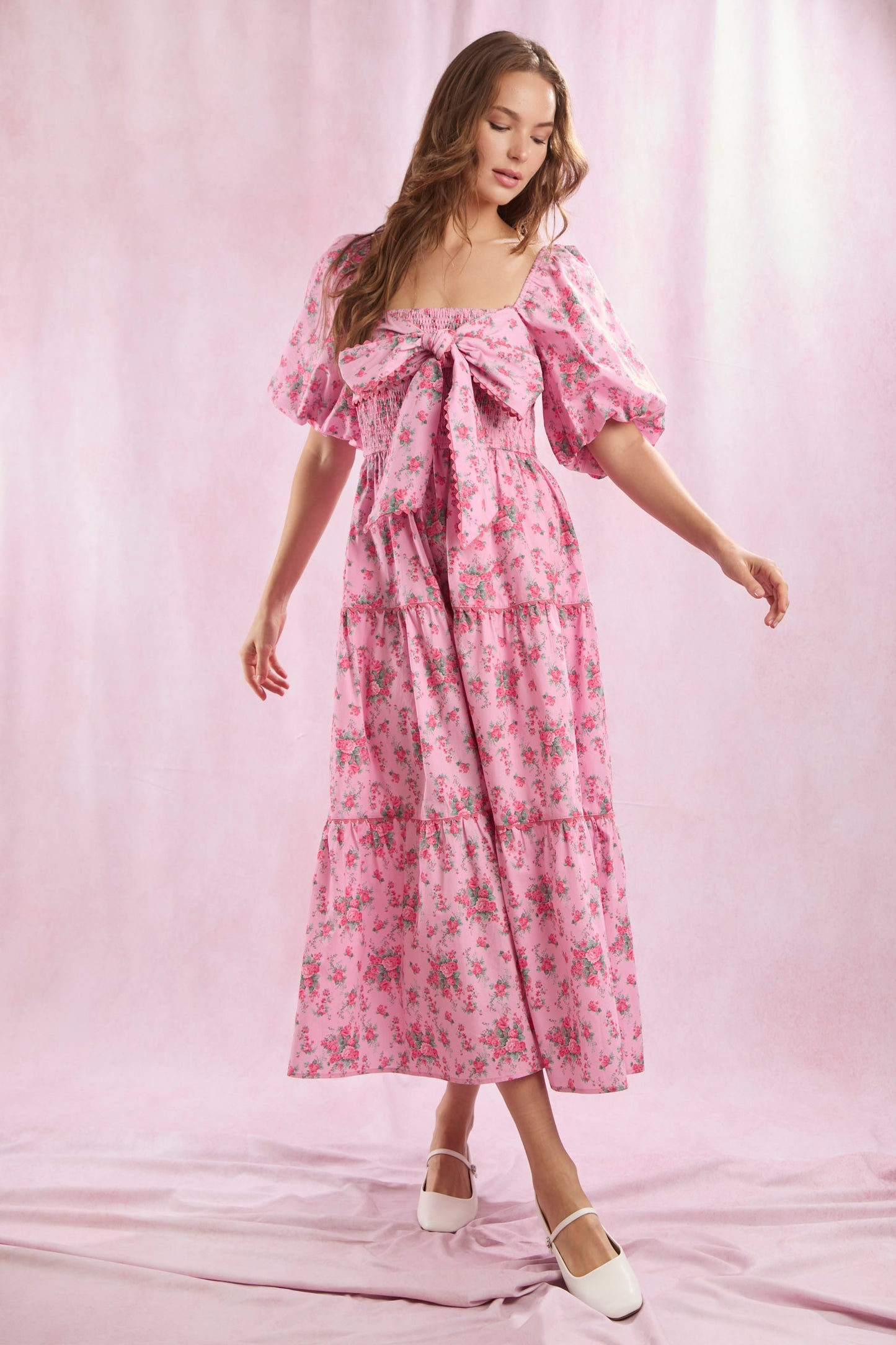 Bows & Bloom Puff Sleeve Dress