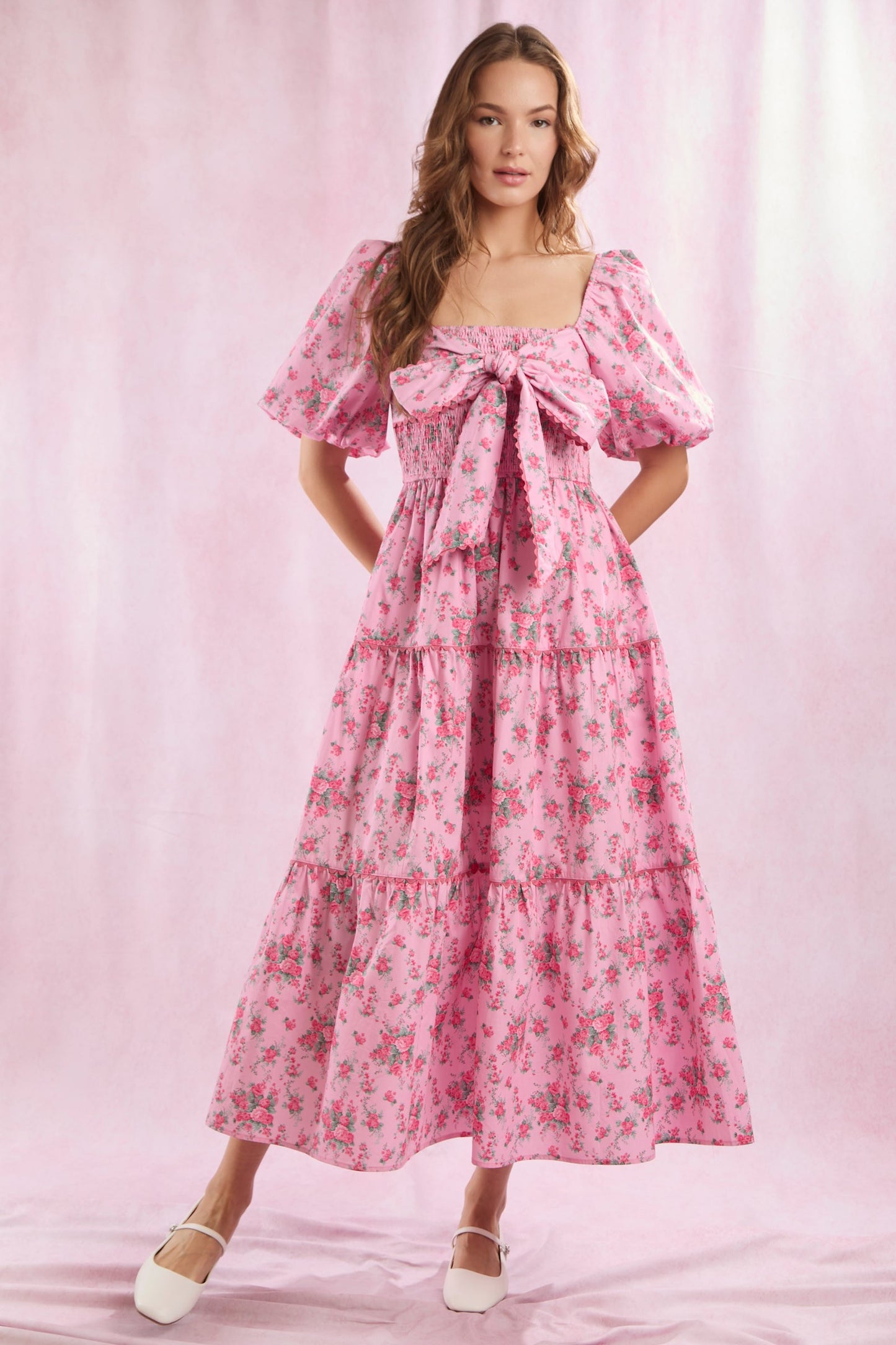 Bows & Bloom Puff Sleeve Dress