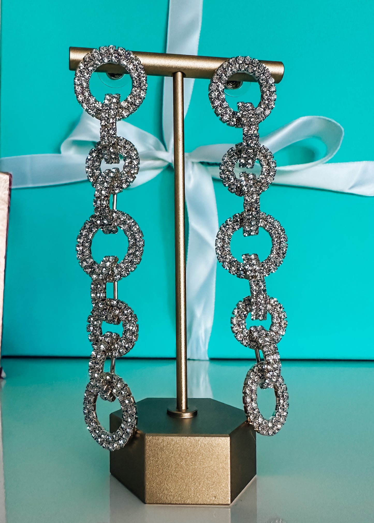 Crystal Gold Chain Earring