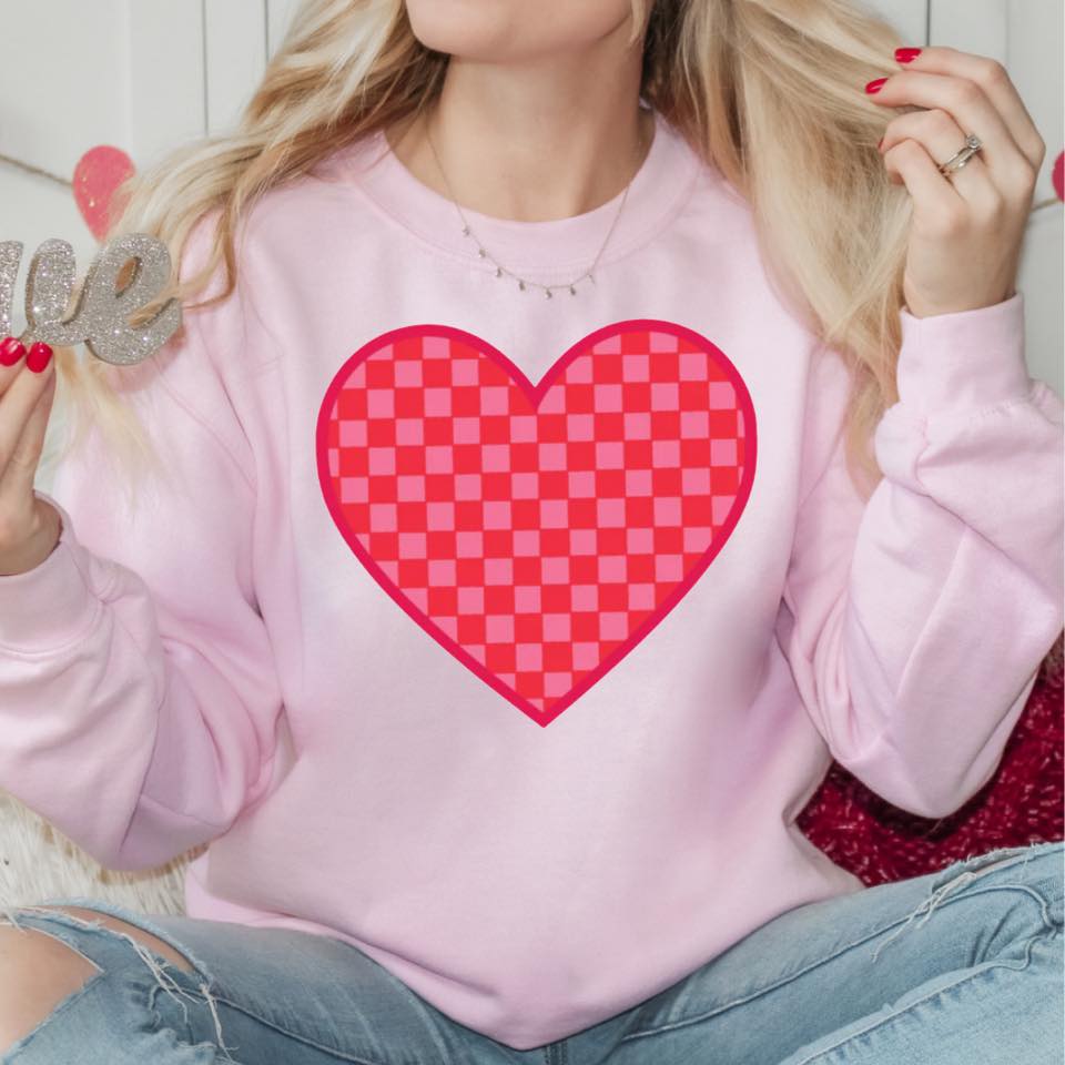 Checkered Heart Sweatshirt