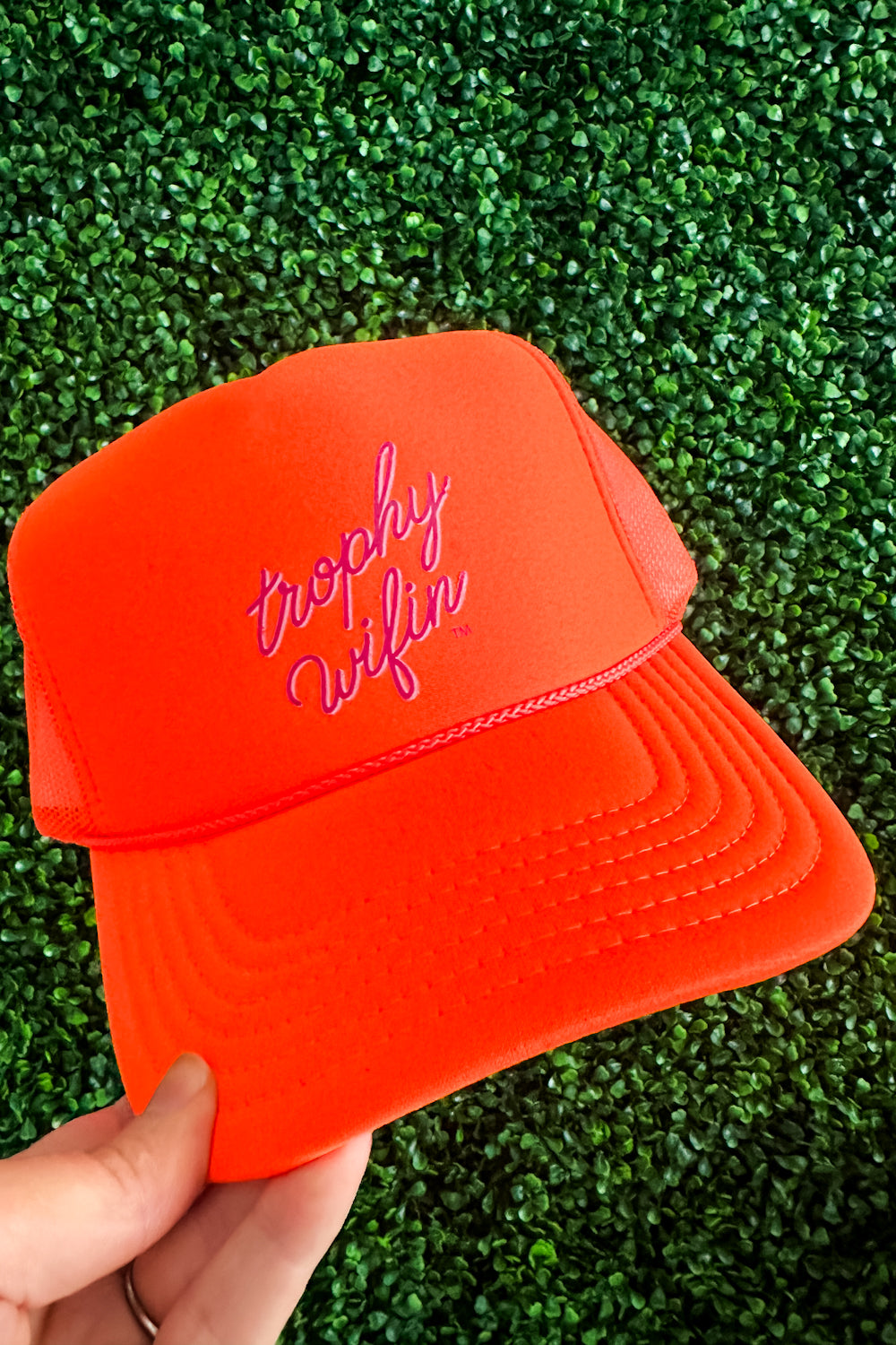 Trophy Wifin' Trucker Hat - Neon Orange