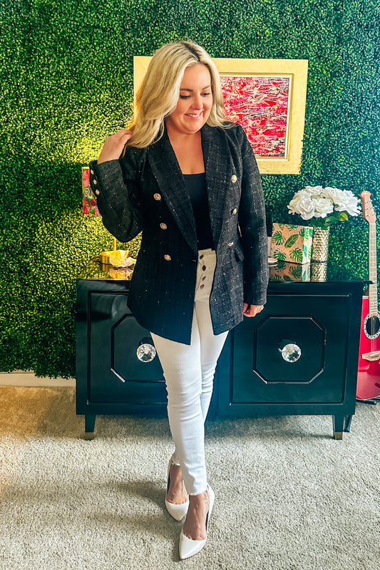 BuddyLove Tucker Tweed Blazer in Black Ice