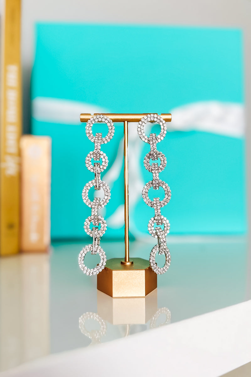 Crystal Silver Chain Earring