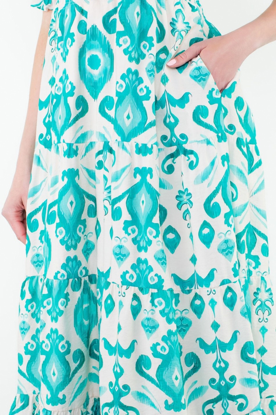 green turquoise abstract pattern women's dress