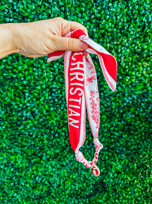 Orange Silk Scarf Football Necklace