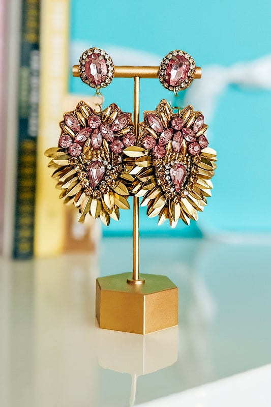 Pink Rhinestone Sparkle Earrings