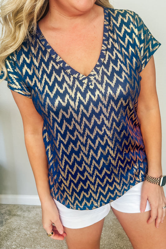 The Monaco Metallic V-Neck Top