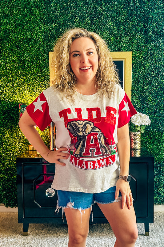 Queen of Sparkles Alabama Vintage Stadium Star Tee