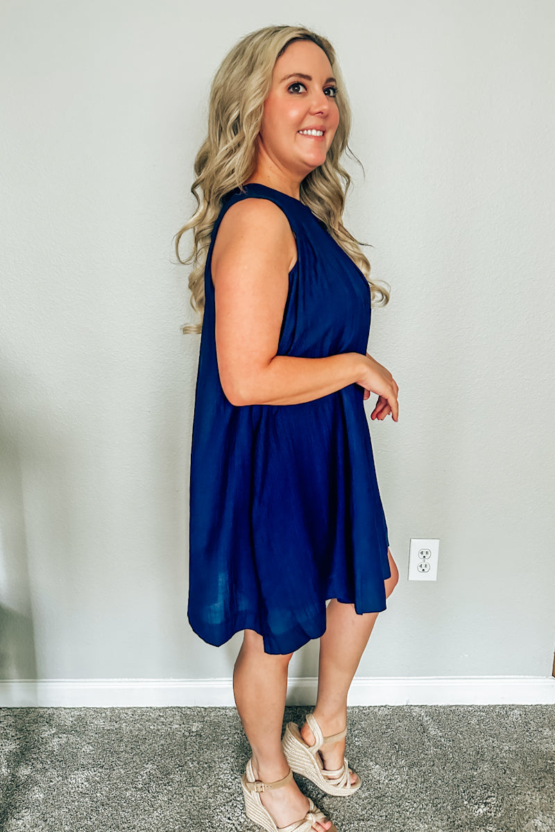 The Jubilee Navy Blue Swing Dress