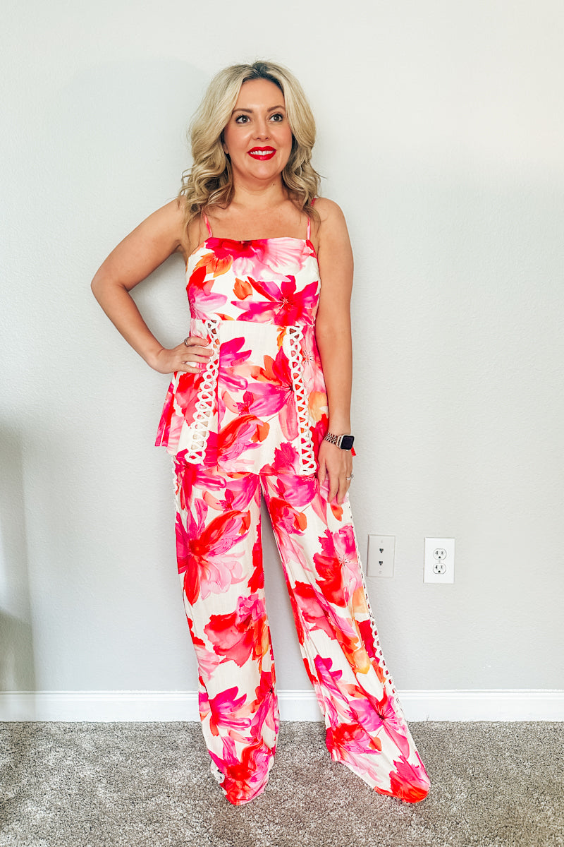 Coral Coast Watercolor Floral Two-Piece Set