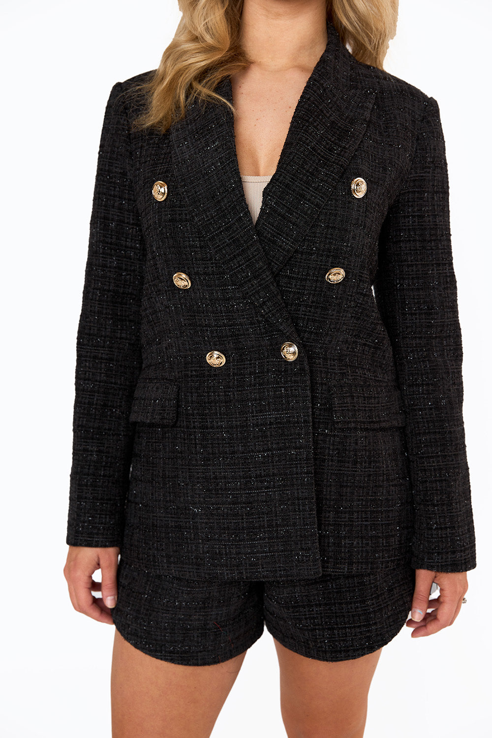 BuddyLove Tucker Tweed Blazer in Black Ice