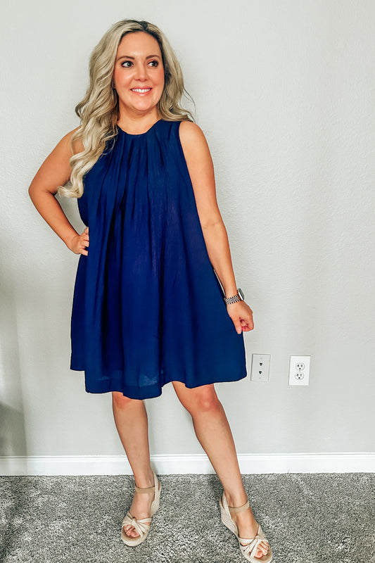 The Jubilee Navy Blue Swing Dress