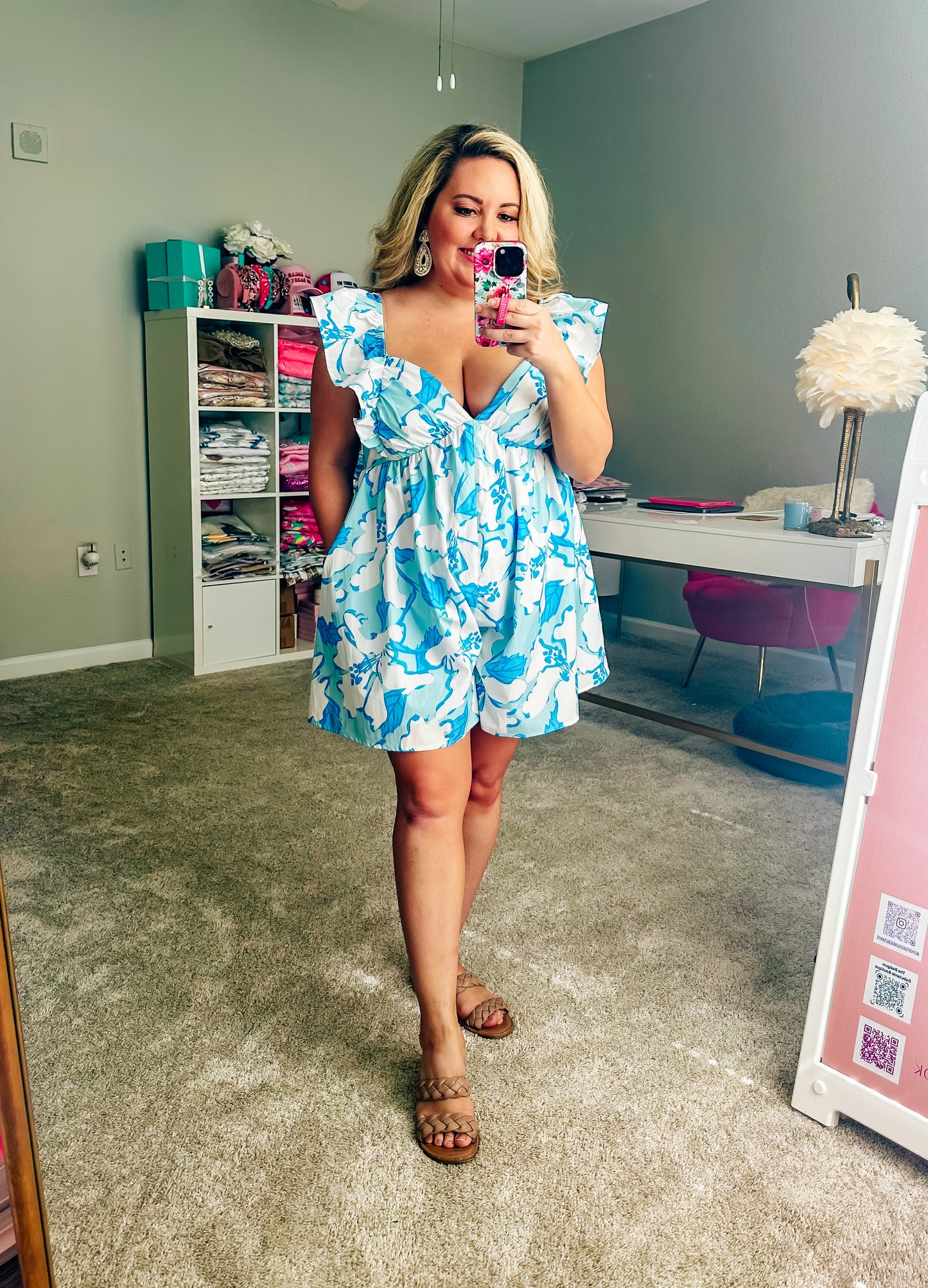 "Blue Hibiscus" Romper