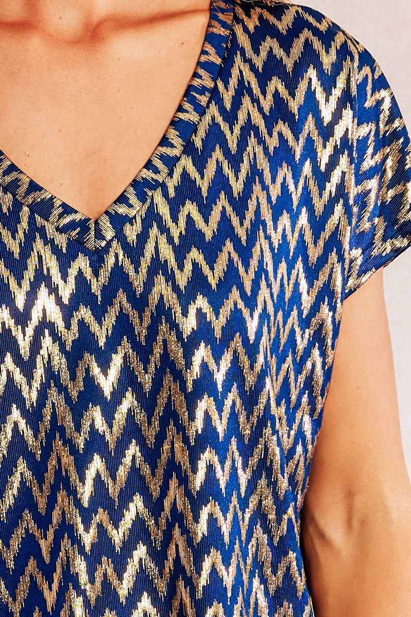 The Monaco Metallic V-Neck Top