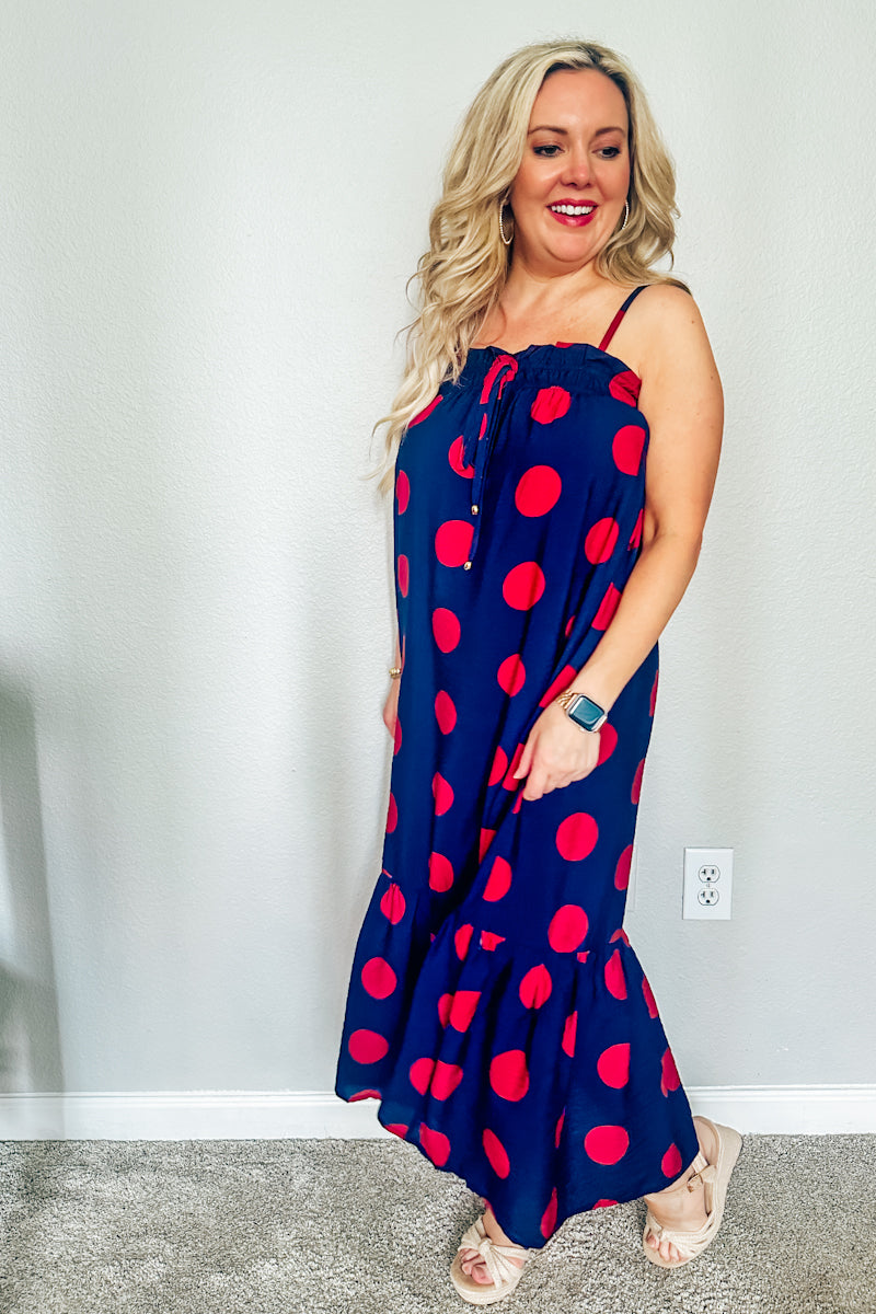 The Grandstand Polka Dot Midi