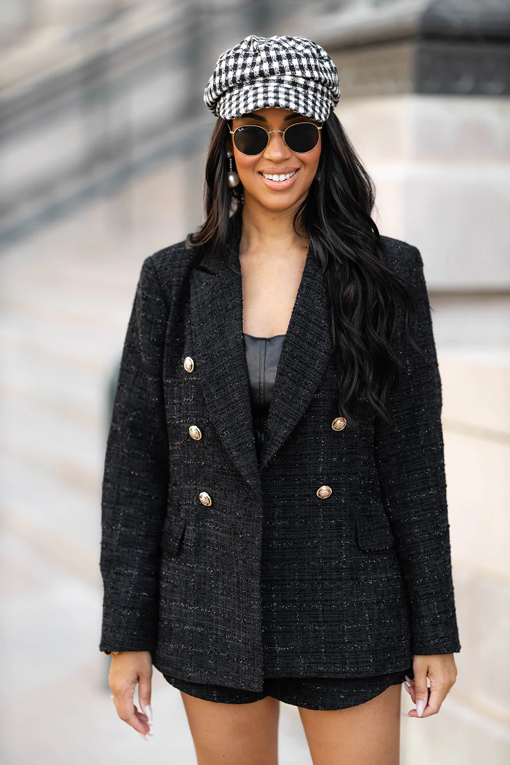 BuddyLove Tucker Tweed Blazer in Black Ice