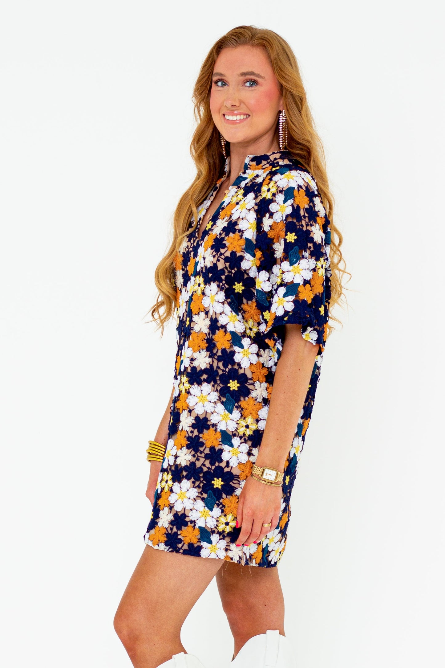 BuddyLove Lulu Short Sleeve Mini Caftan - Navy Blaze