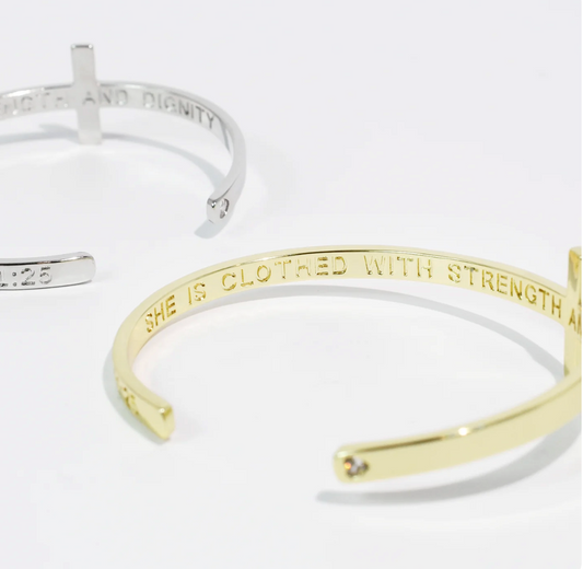 "She is Clothed with Strength and Dignity" Bangle Bracelet
