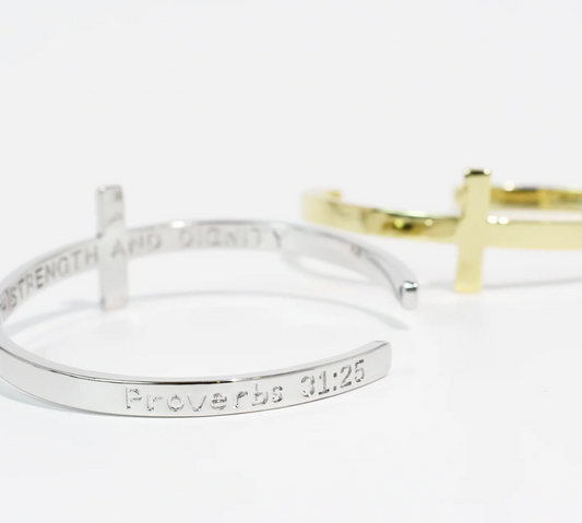 "She is Clothed with Strength and Dignity" Bangle Bracelet