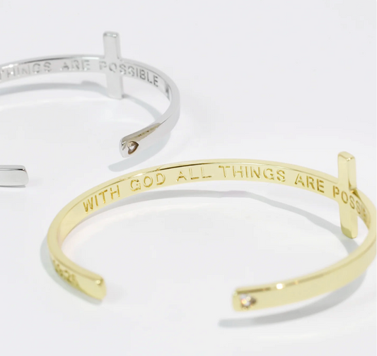 "With God All Things Are Possible" Bangle Bracelet