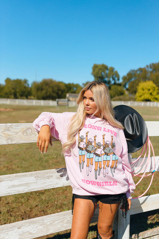 BuddyLove Vickie Graphic Sweatshirt: “Long Live Cowgirls”