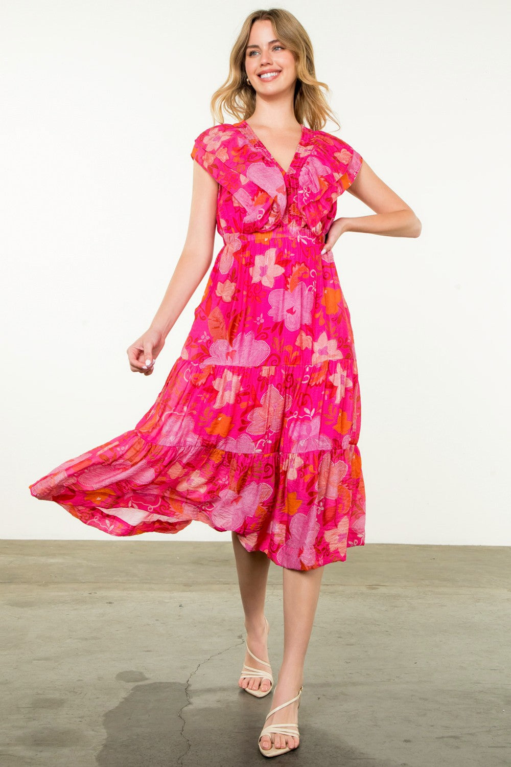 Franny Flutter Sleeve Floral Dress