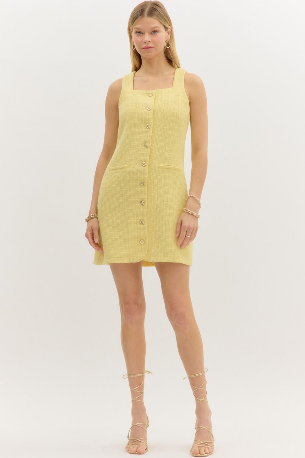Alexis Butter Yellow Tweed Dress