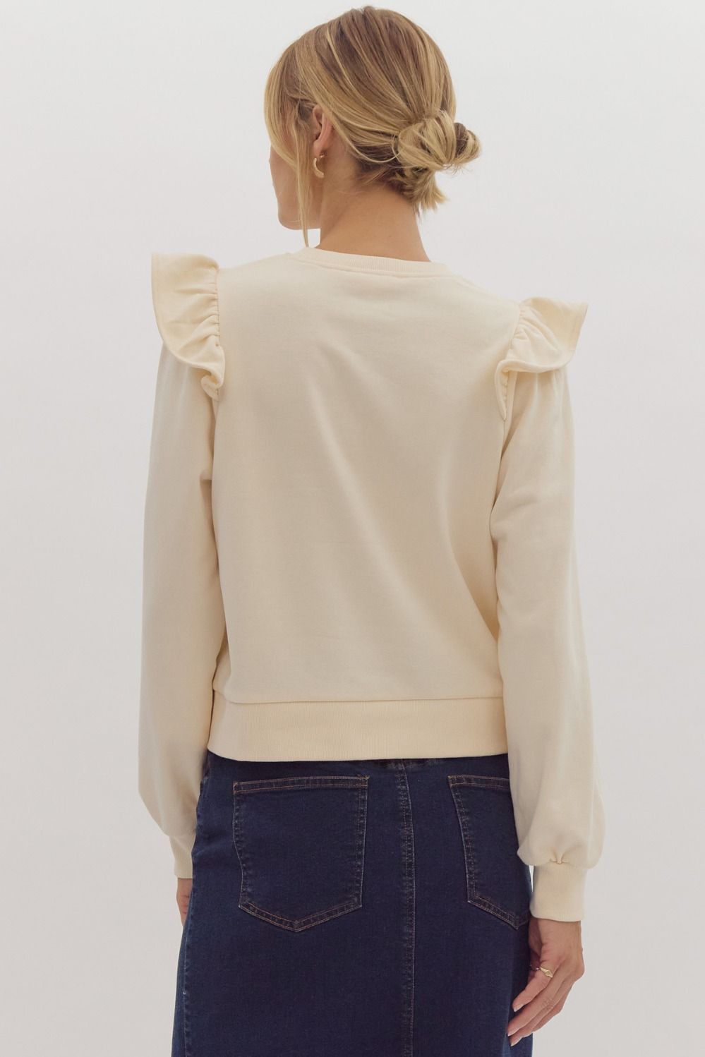 "Margaret" Gold Sequin Ruffle Sweatshirt