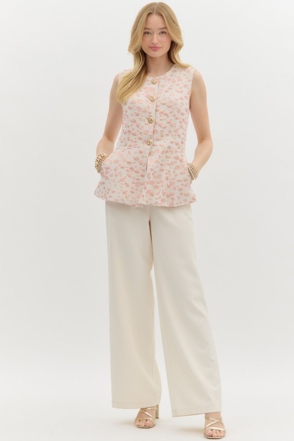 Bailiey Pink Leopard Jacqard Vest Top