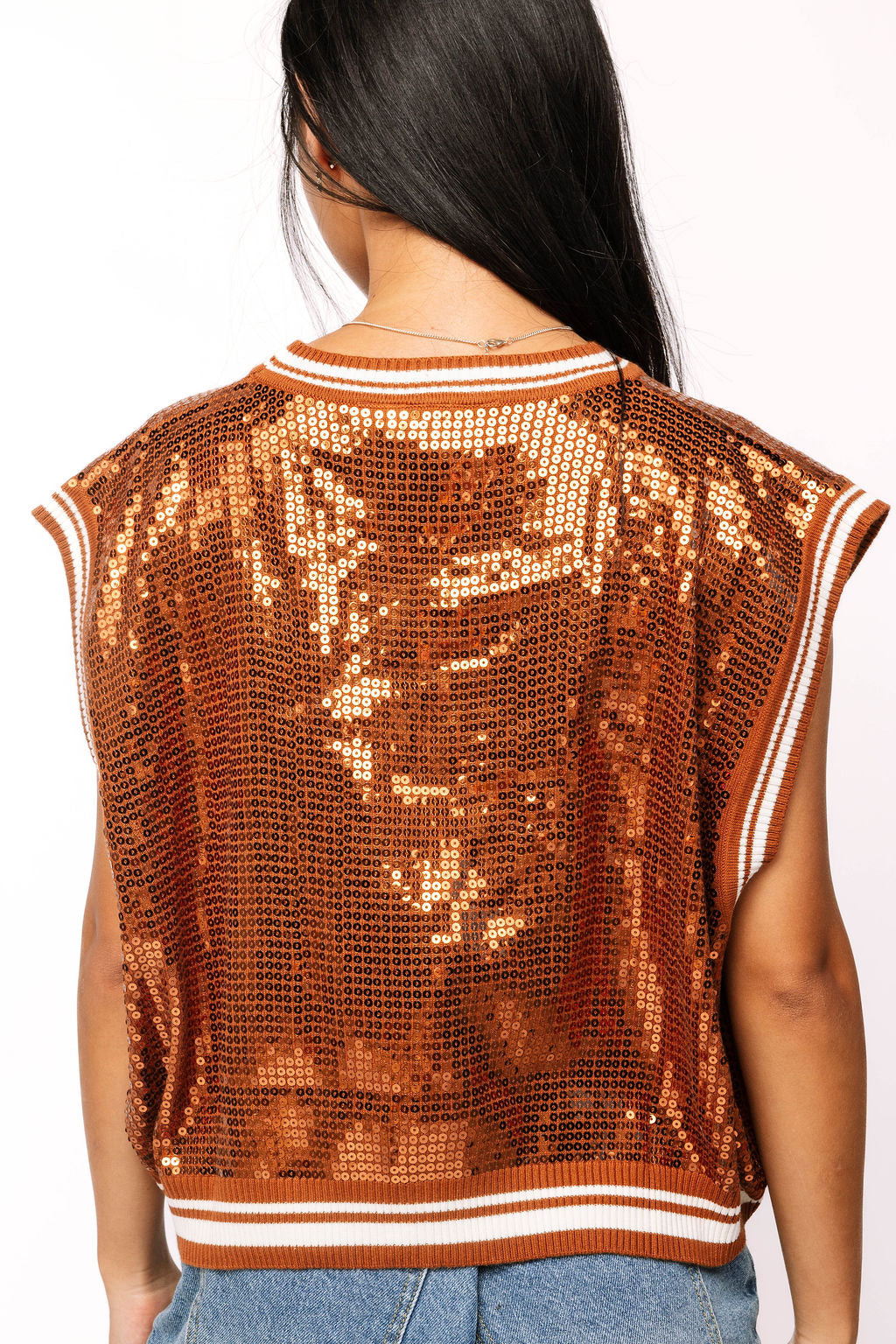 Queen of Sparkles Texas Longhorns Full Sequin Mascot Tank