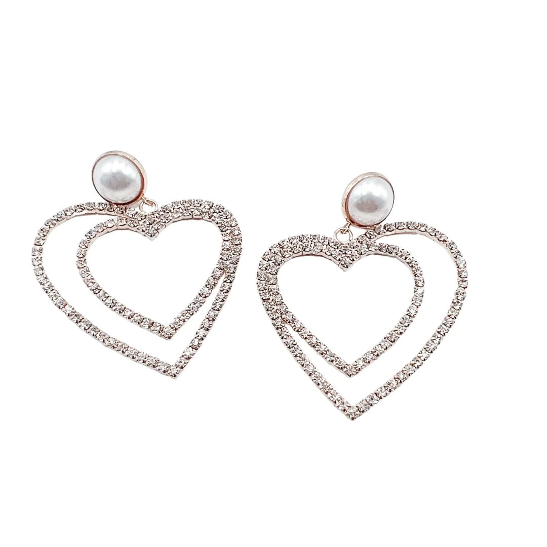 Crystal Double Heart Earring