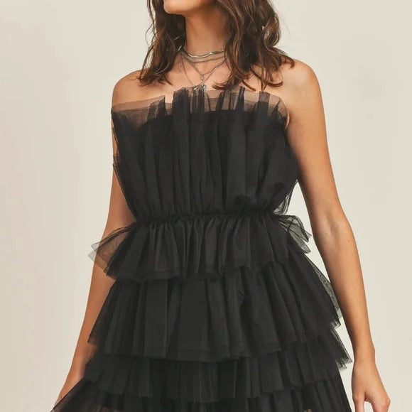 "Main Character" Black Tiered Tulle Dress