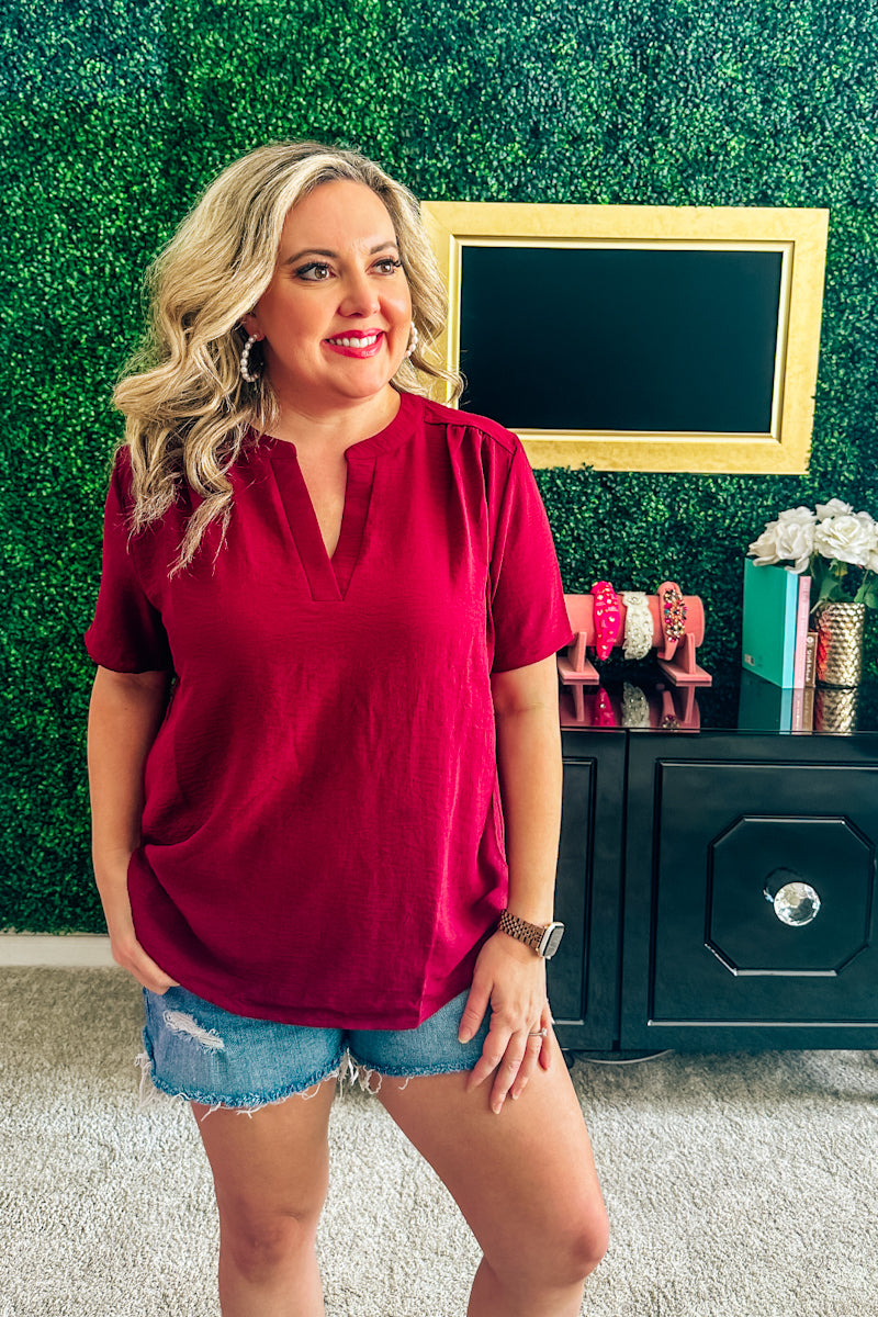 Becky Basic Lightweight Blouse - Maroon