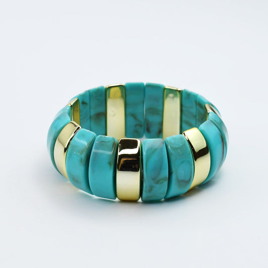 Chunky Resin & Marble Bracelet - Turquoise