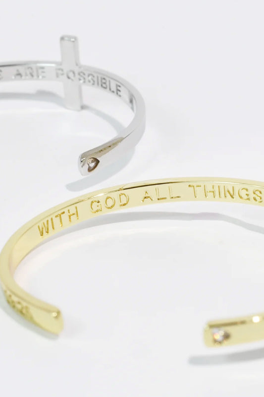 "With God All Things Are Possible" Bangle Bracelet
