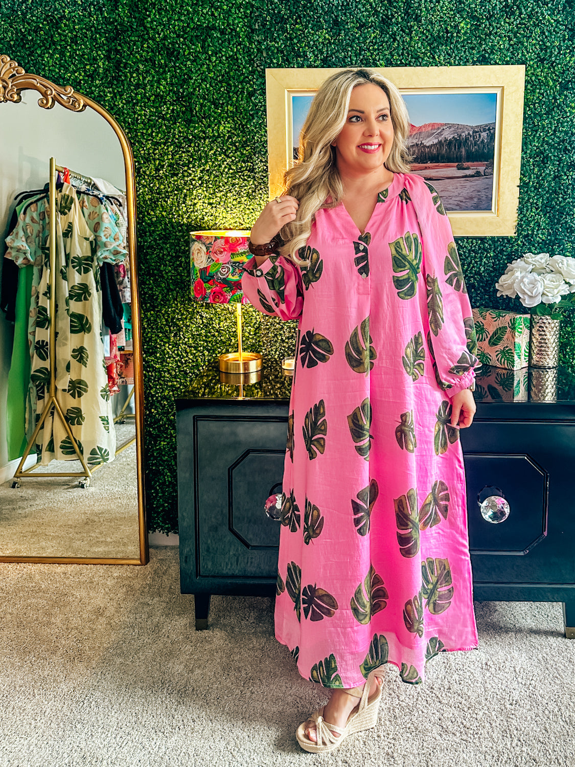 Pink Palmetto Caftan