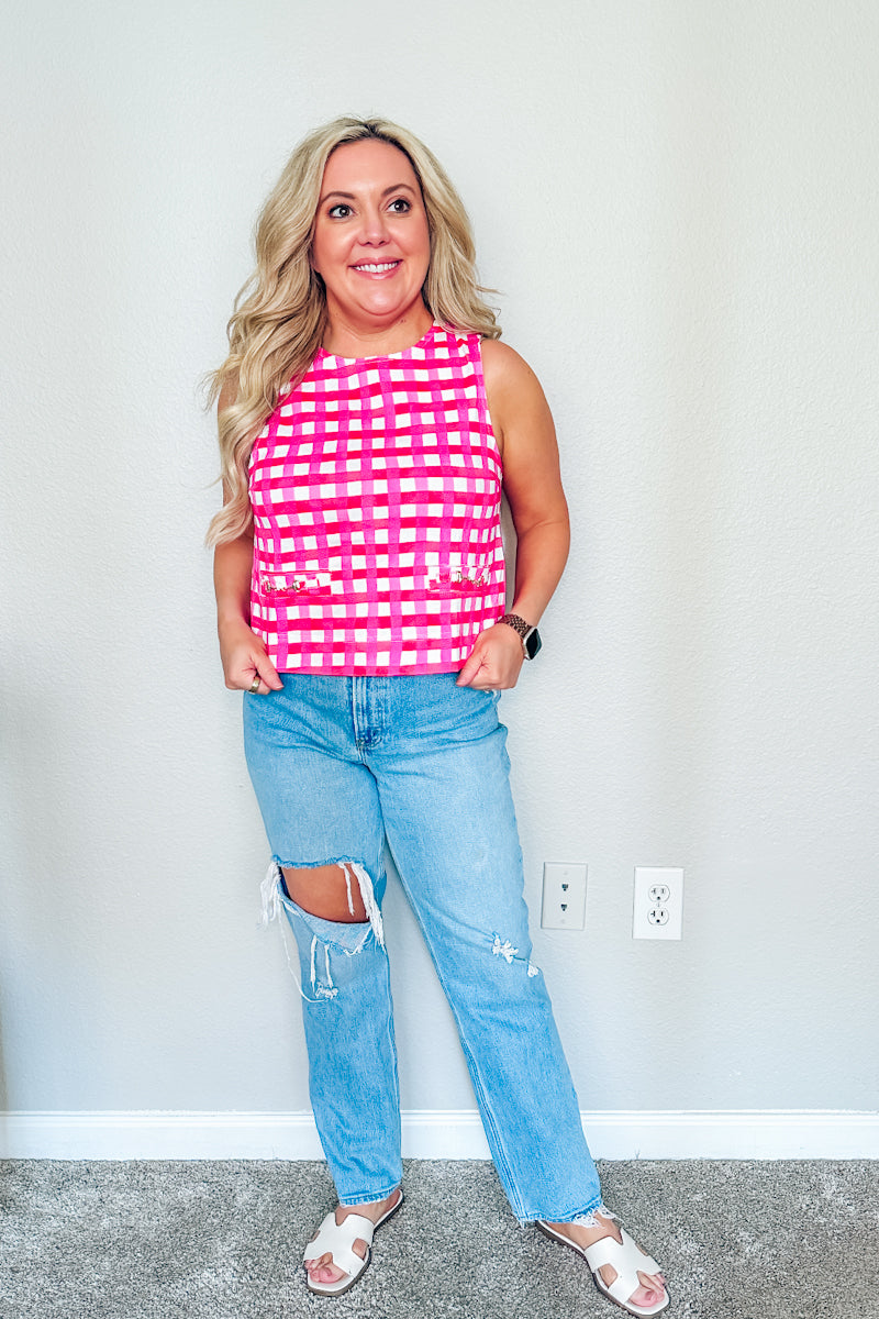 The Tinsley Gingham Horsebit Top