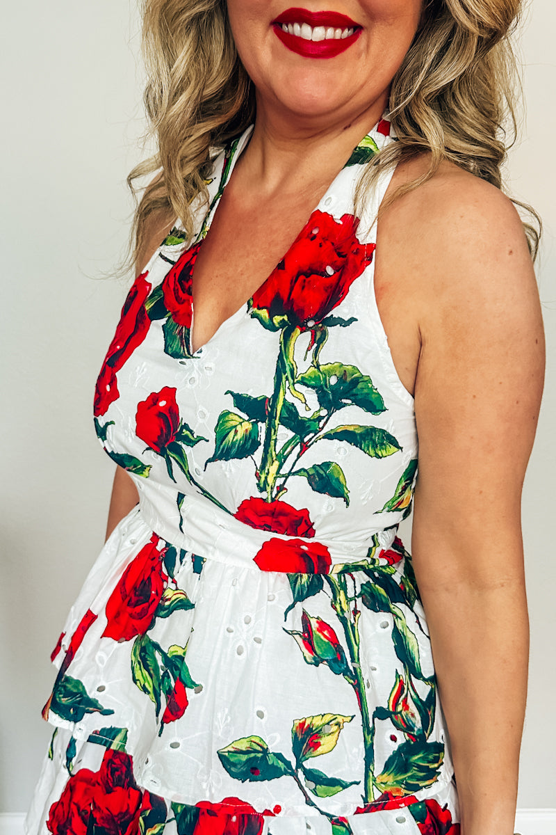The Delta Rose Eyelet Tiered Dress
