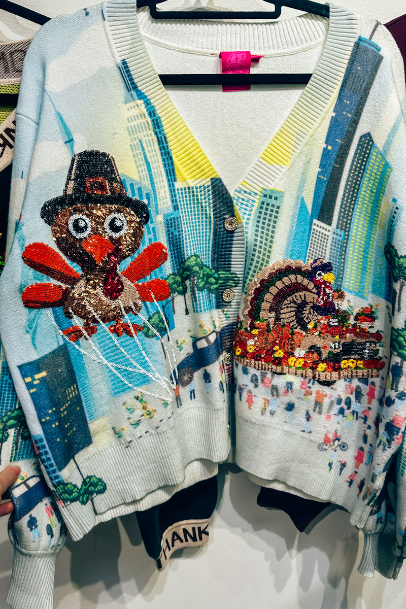 Queen of Sparkles Thanksgiving Parade Button Up Cardigan