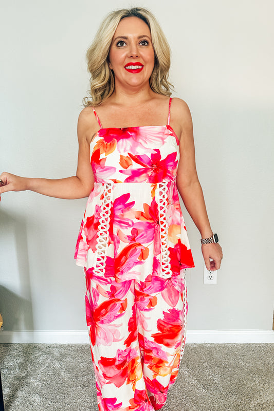 Coral Coast Watercolor Floral Two-Piece Set