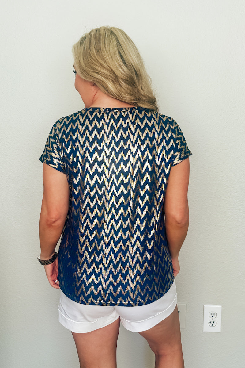 The Monaco Metallic V-Neck Top
