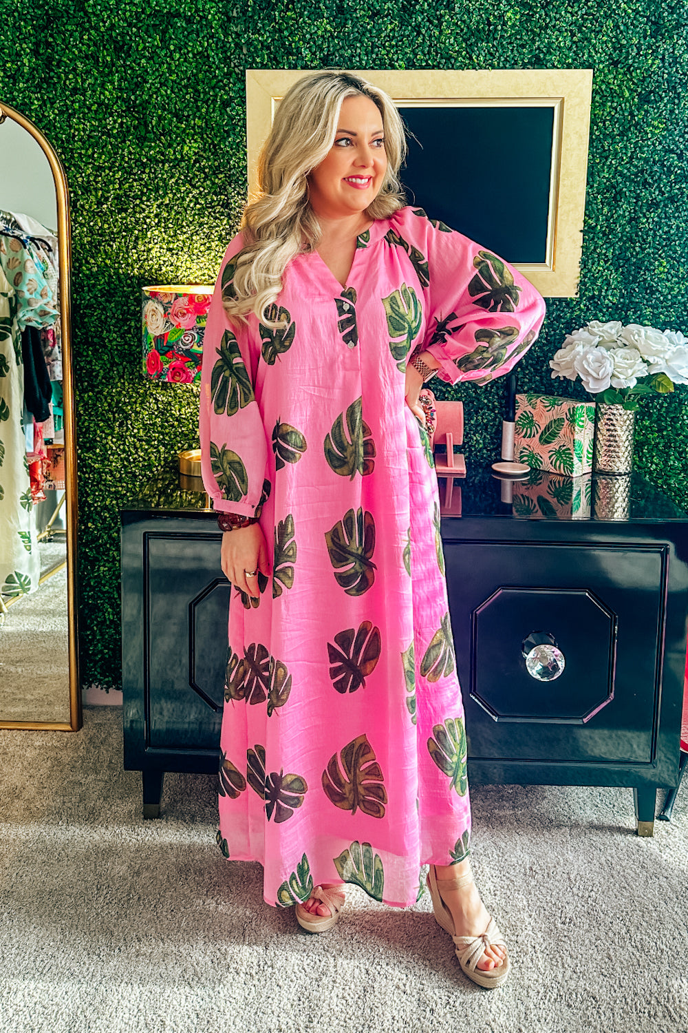 Pink Palmetto Caftan