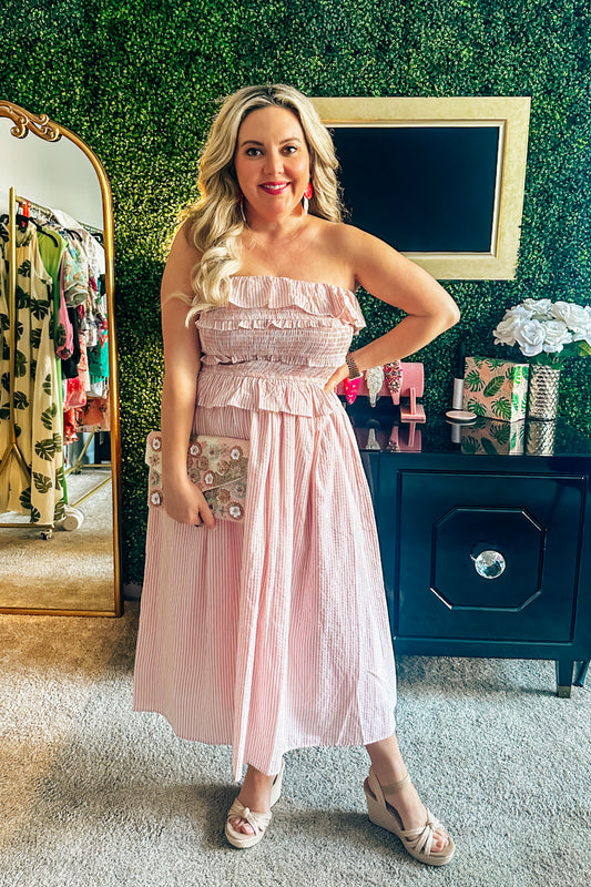 Blushing Boardwalk Stripe Dress