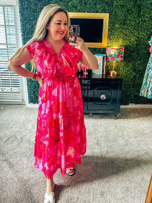 Franny Flutter Sleeve Floral Dress