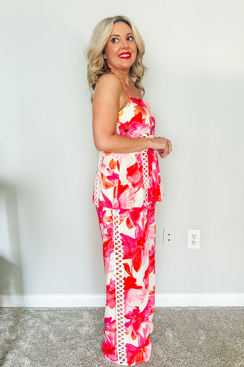 Coral Coast Watercolor Floral Two-Piece Set
